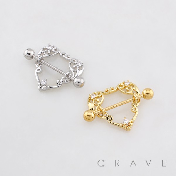 FILIGREE HEART NIPPLE SHIELD 316L SURGICAL STEEL NIPPLE RING FILIGREE HEART NIPPLE SHIELD 316L SURGICAL STEEL NIPPLE RING